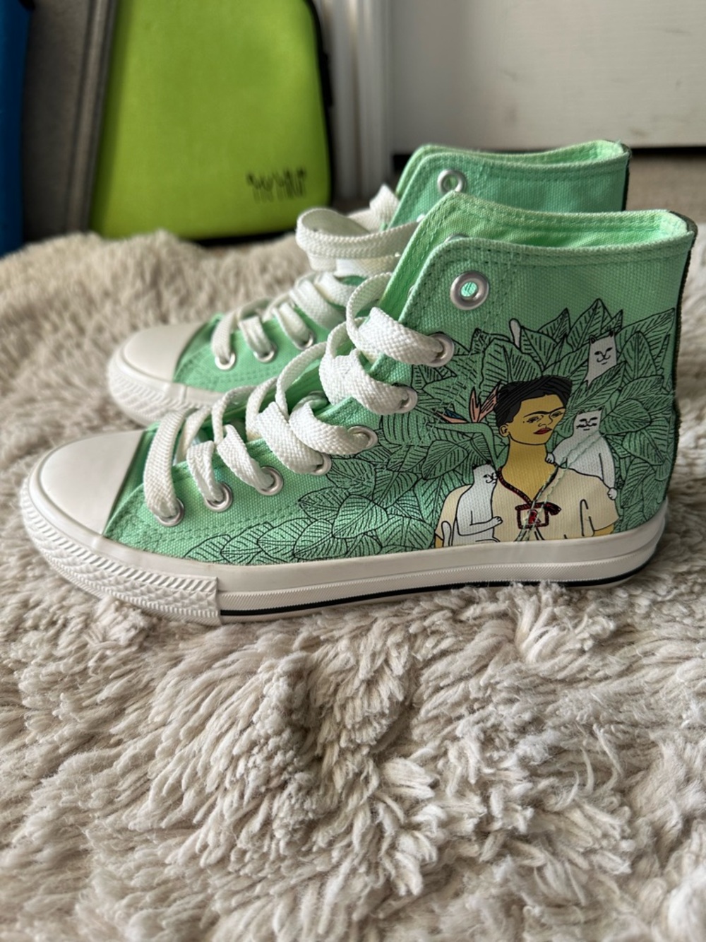 Ripndip Mint Green High-Top Sneakers with Illustrated Side Art